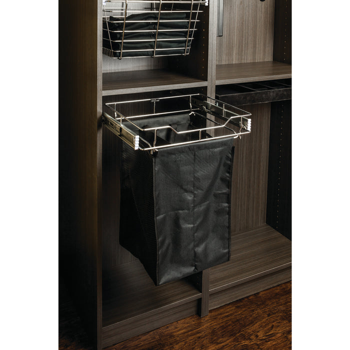 Hardware Resources Dark Bronze 14" Deep Pullout Canvas Hamper with Removable Laundry Bag