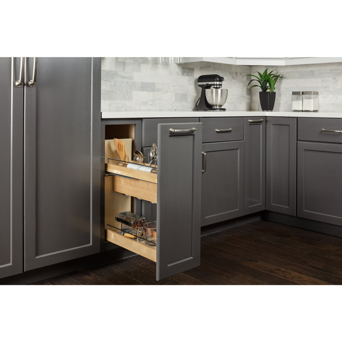Hardware Resources 8" "No Wiggle" Utensil Bin Soft-close Base Cabinet Pullout