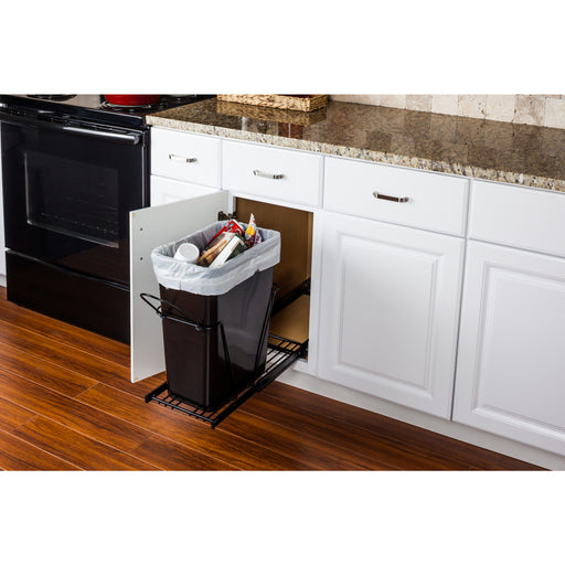 Hardware Resources Black Single Can Wire Bottom-Mount Trashcan Pullout