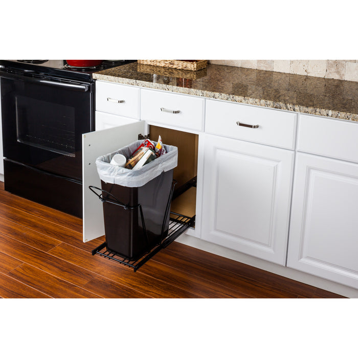 Hardware Resources Black Single Can Wire Bottom-Mount Trashcan Pullout