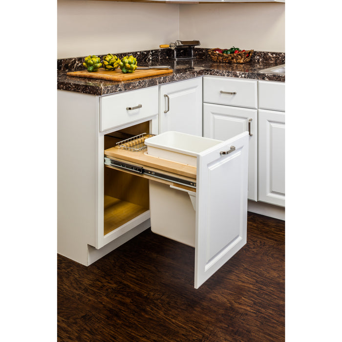 Hardware Resources Single White 50 Quart Top-Mount Trashcan Pullout for 12" Opening