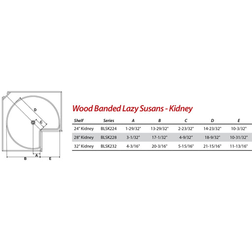 Hardware Resources 32" Kidney Two-Shelf Banded Wood Lazy Susan Set