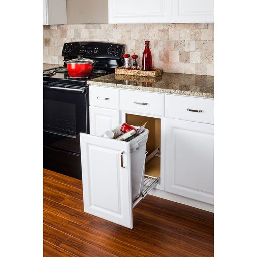 Hardware Resources White Single Can Wire Bottom-Mount Trashcan Pullout