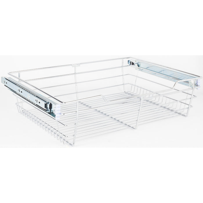 Hardware Resources Chrome Closet Pullout Basket with Slides 16"D x 23"W x 6"H