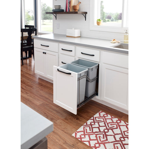 Hardware Resources Double 35 Quart Black Nickel STORAGE WITH STYLE® Metal Soft-close Trashcan Pullout