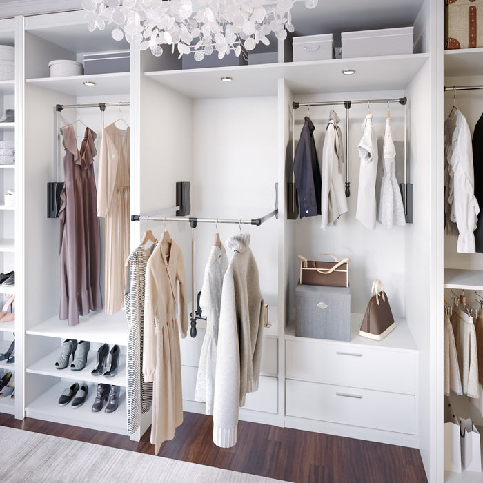 Hardware Resources Chrome Expandable Wardrobe Lift for 21" - 24" Openings