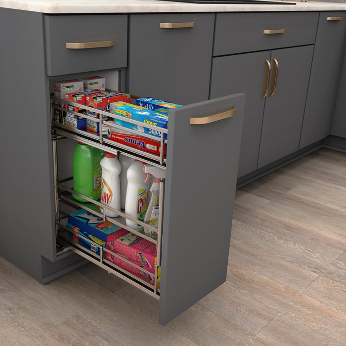 Hardware Resources 5" Polished Chrome STORAGE WITH STYLE® Metal "No Wiggle" Under Drawer Soft-close Base Pullout