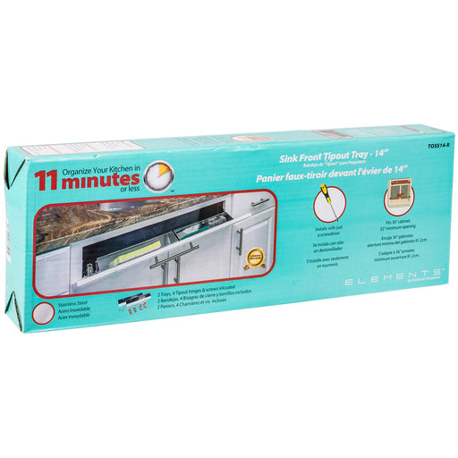 Hardware Resources 14-13/16" Stainless Steel Tip-Out Tray Kit for Sink Front