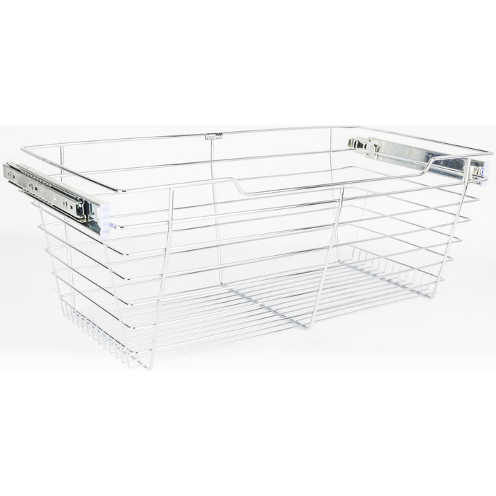 Hardware Resources Chrome Closet Pullout Basket with Slides 14"D x 17"W x 11"H