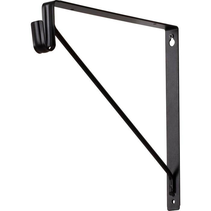 Hardware Resources Matte Black Shelf Bracket with Rod Support for Oval Closet Rods