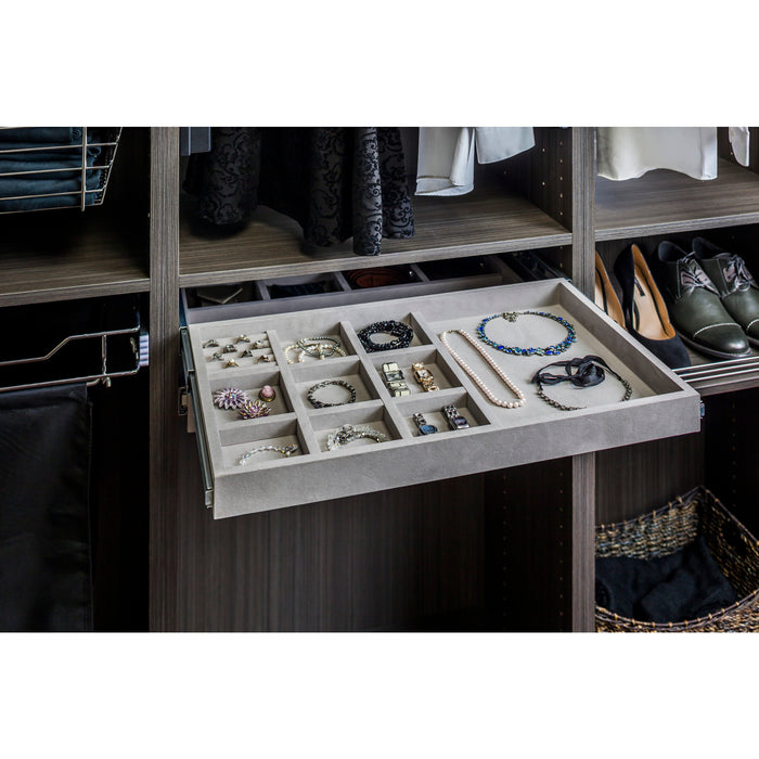 Hardware Resources Grey Felt 10-Compartment Jewelry Organizer Drawer