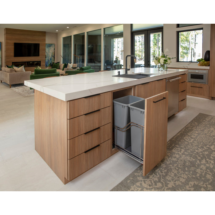 Hardware Resources Double 50 Quart Polished Chrome STORAGE WITH STYLE® Metal Soft-close Trashcan Pullout