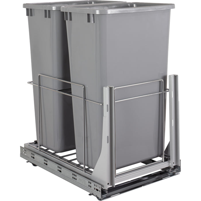 Hardware Resources 50qt Wire Double Trashcan Pullout with Soft-close Slides
