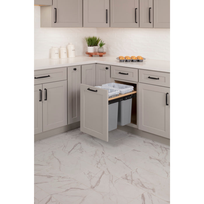 Hardware Resources Double Grey 35 Quart Top-Mount Trashcan Pullout for 15" Opening