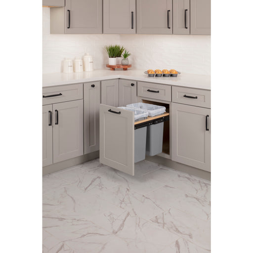 Hardware Resources Double Can Wood Top-Mount Trashcan Pullout for 15" Opening