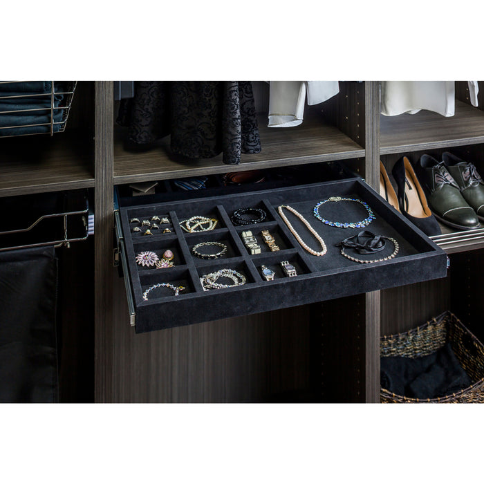 Hardware Resources Black Felt 10-Compartment Jewelry Organizer Drawer