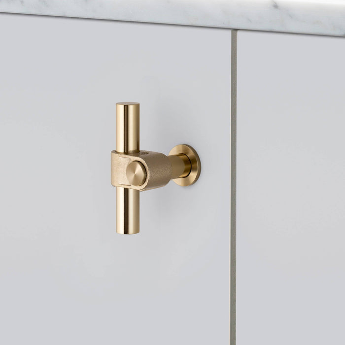 Solid Metal T-Bar with Brass EPL Finish and Hand Polished Knuckle