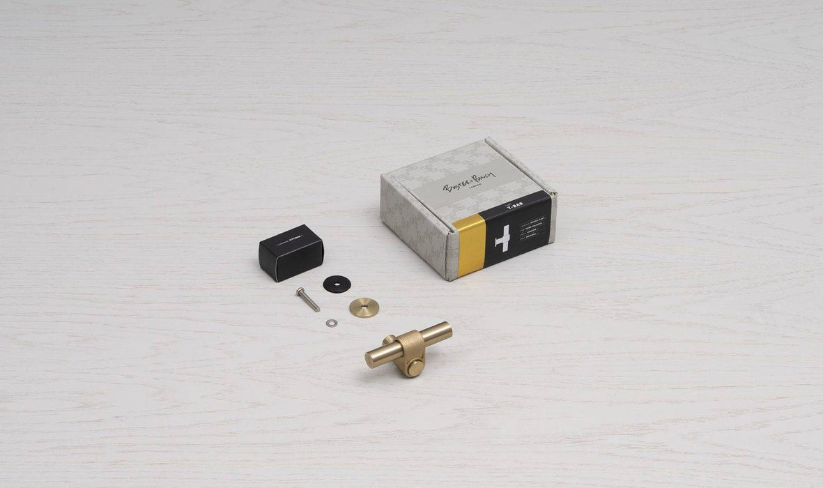 Solid Metal T-Bar with Brass EPL Finish and Hand Polished Knuckle