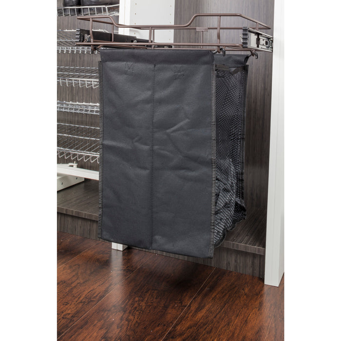 Hardware Resources Satin Nickel 18" Deep Pullout Canvas Hamper with Removable Laundry Bag