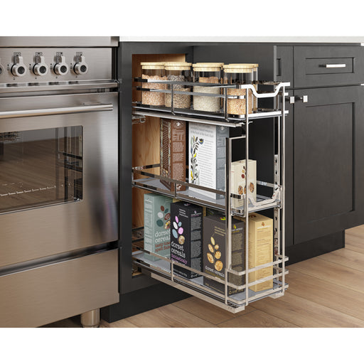 Hardware Resources 8" Polished Chrome STORAGE WITH STYLE® Metal "No Wiggle" Soft-close Base Pullout