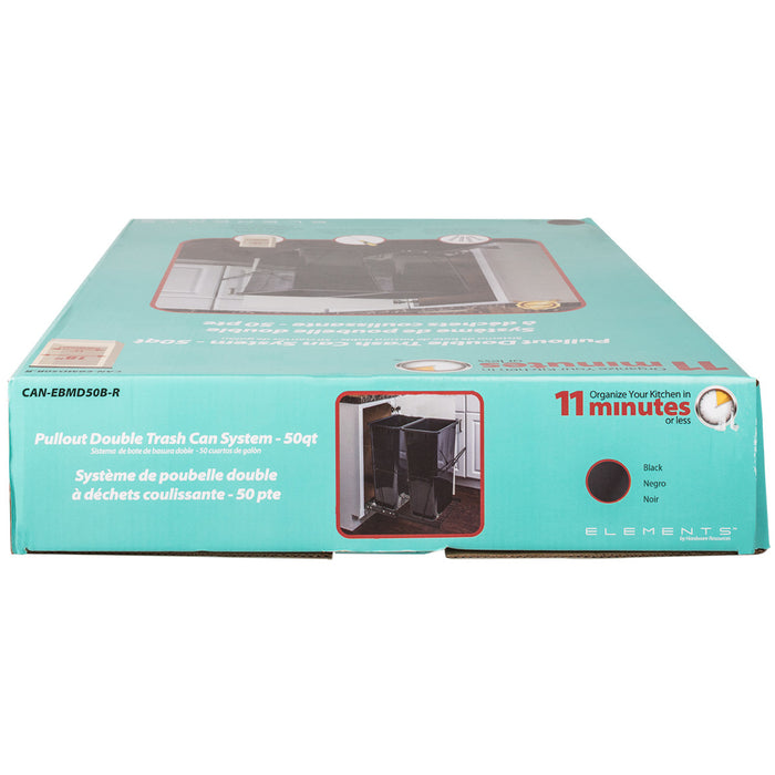 Hardware Resources Double 50 Quart Black Wire Bottom-Mount Trashcan Pullout