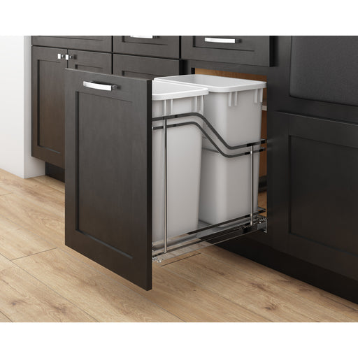 Hardware Resources Double 35 Quart Polished Chrome STORAGE WITH STYLE® Metal Soft-close Trashcan Pullout