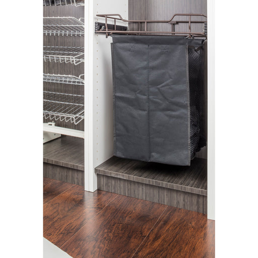 Hardware Resources Satin Nickel 14" Deep Pullout Canvas Hamper with Removable Laundry Bag