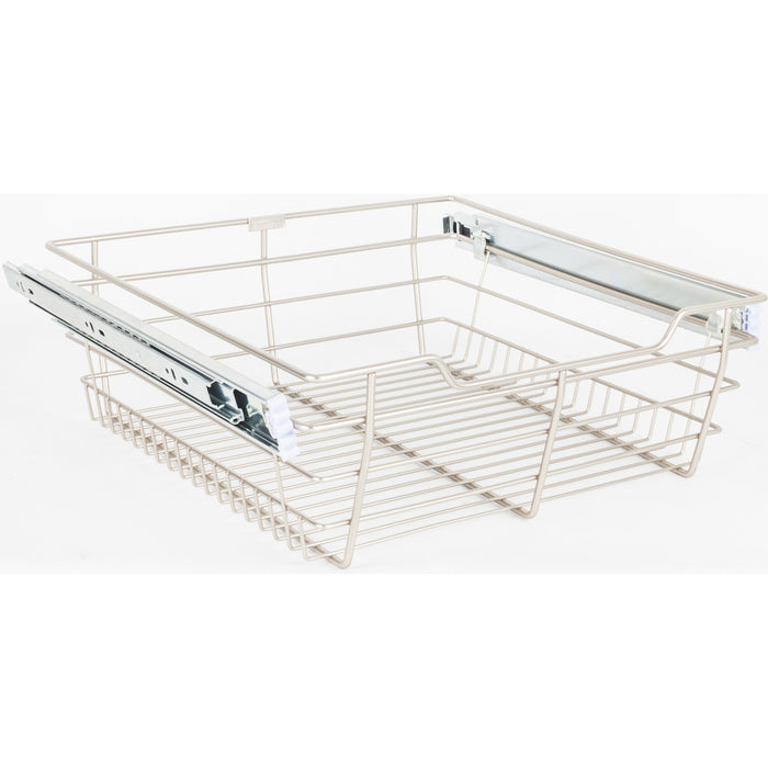 Hardware Resources Satin Nickel Closet Pullout Basket with Slides 14"D x 17"W x 6"H