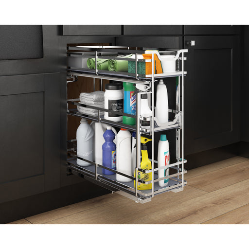 Hardware Resources 8" Polished Chrome STORAGE WITH STYLE® Metal "No Wiggle" Under Drawer Soft-close Base Pullout