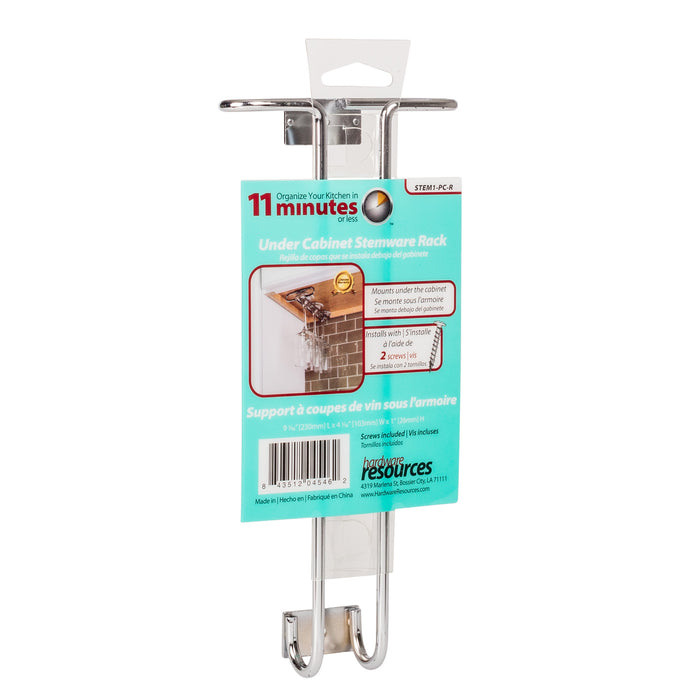 Hardware Resources Polished Chrome Under Cabinet Stemware Rack