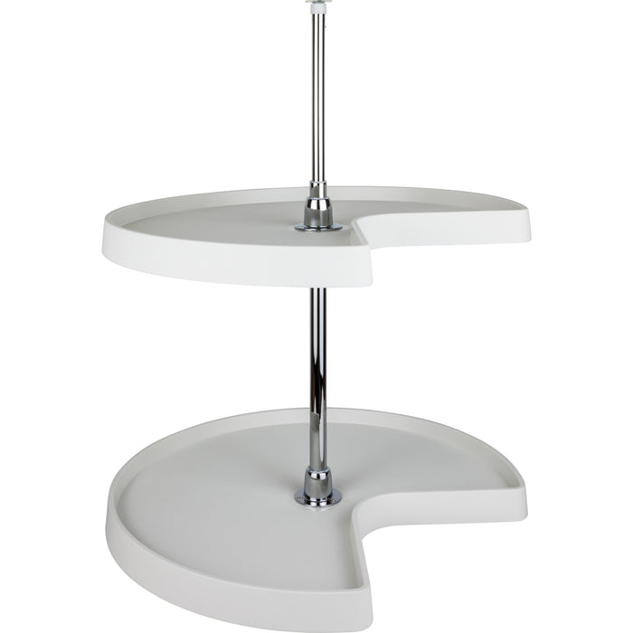 Hardware Resources 32" Kidney Two-Shelf Plastic Lazy Susan Set with Chrome Hubs