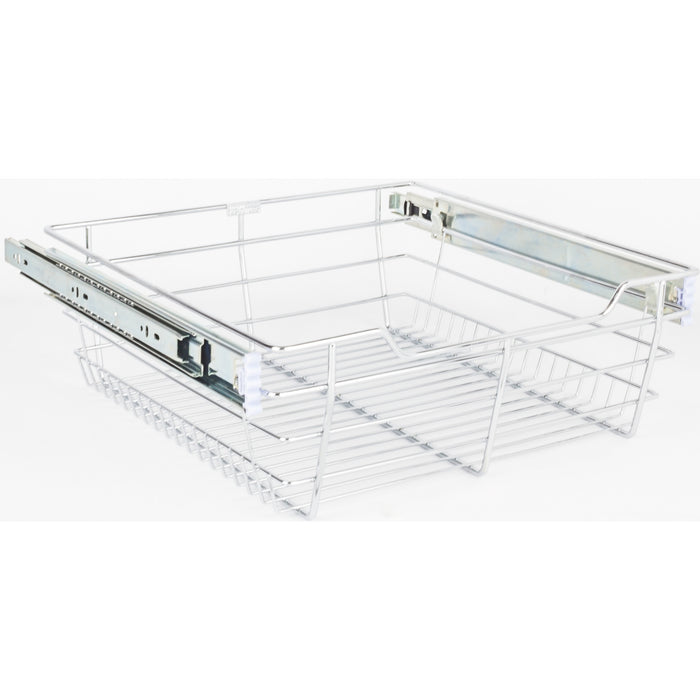 Hardware Resources Chrome Closet Pullout Basket with Slides 14"D x 17"W x 6"H