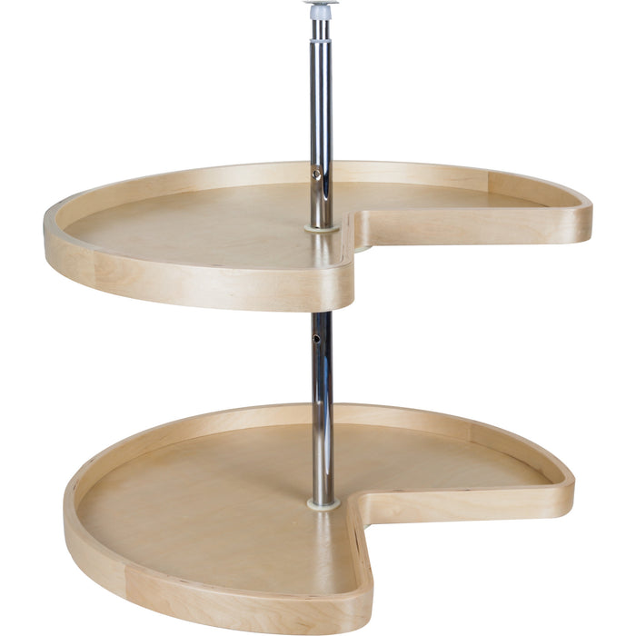Hardware Resources 32" Kidney Two-Shelf Banded Wood Lazy Susan Set