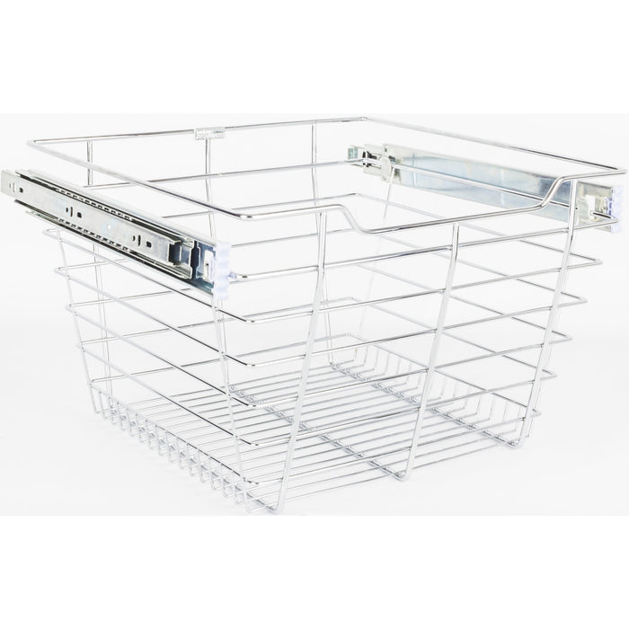 Hardware Resources Chrome Closet Pullout Basket with Slides 16"D x 17"W x 11"H