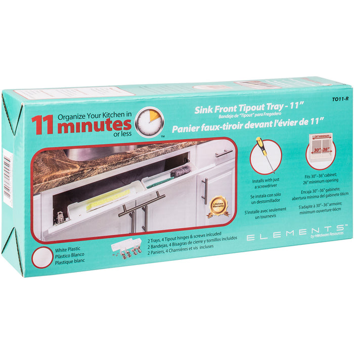 Hardware Resources 11-11/16" Plastic Tip-Out Tray Kit for Sink Front