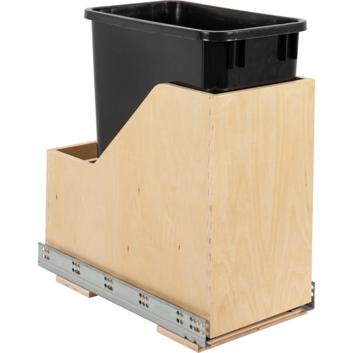 Hardware Resources Single 35 Quart Wood Bottom-Mount Soft-close Vanity Trashcan Rollout for Hinged Doors, Includes One Black Can