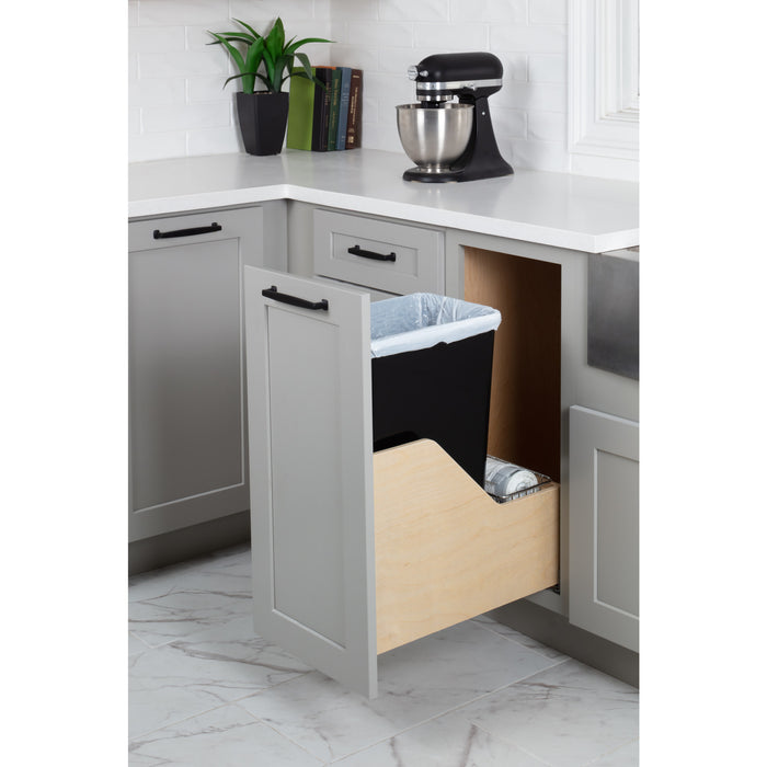 Hardware Resources Single 50 Quart Wood Bottom-Mount Soft-close Trashcan Rollout for Door Mounting, Includes One Black Can