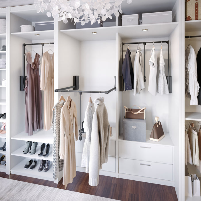 Hardware Resources Black Expandable Wardrobe Lift for 33" - 48" Openings