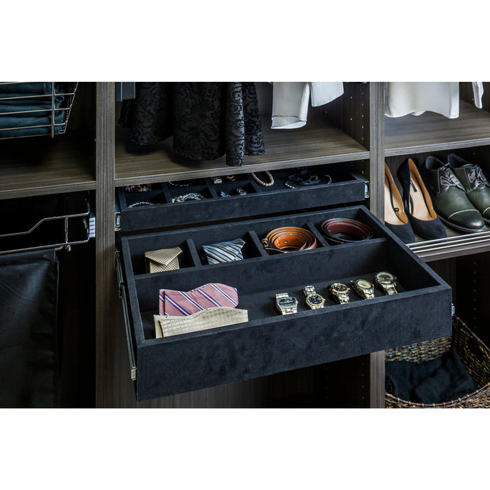 Hardware Resources Black Felt 5-Compartment Jewelry Organizer Drawer