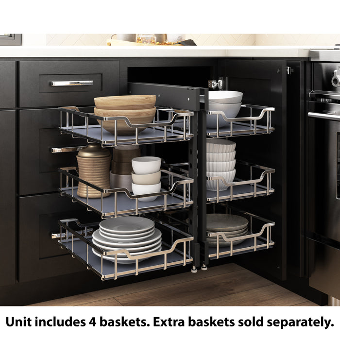 Hardware Resources 18" Polished Chrome STORAGE WITH STYLE® Full-Height Blind Corner Organizer