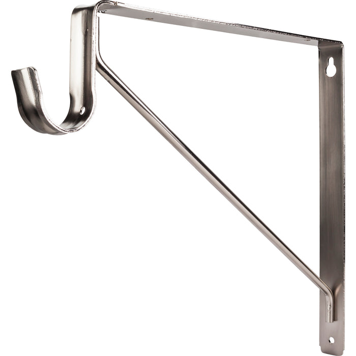 Hardware Resources Satin Nickel Shelf Bracket with Rod Support for 1-5/16" Round Closet Rods